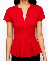 Thumbnail for your product : ASOS Smart Peplum Top With V Neck