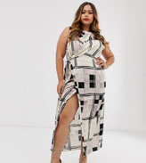 Thumbnail for your product : ASOS DESIGN Curve sleeveless maxi dress in mono check print