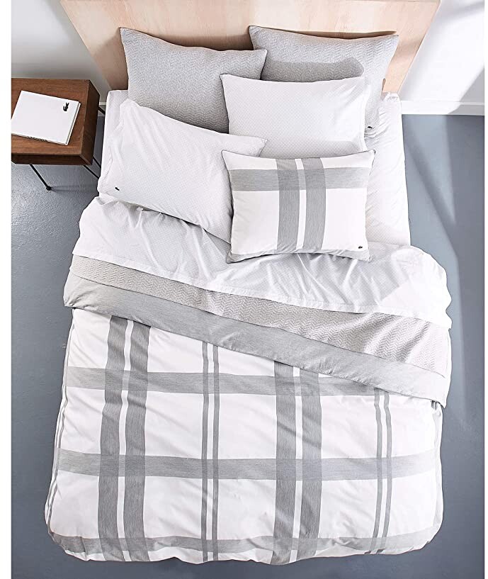 Lacoste Baseline Comforter Set, Full/Queen, Micro Chip/White