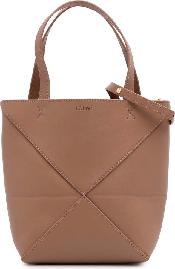Loewe Pre-Owned 2023 Mini Shiny Calfskin Puzzle Fold Tote satchel