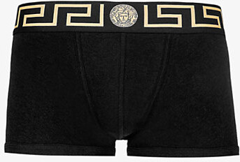 Versace Mens Black Iconic Slim-fit Branded Stretch-cotton Trunks