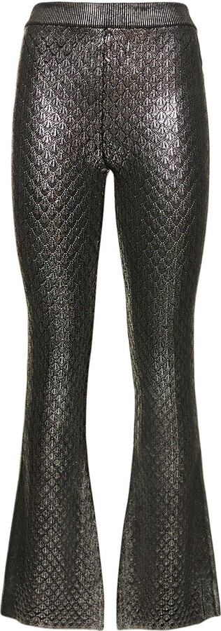Lukhanyo Mdingi Fringed Metallic Jacquard-knit Wide-Leg Pants - Women - Brown Pants - S