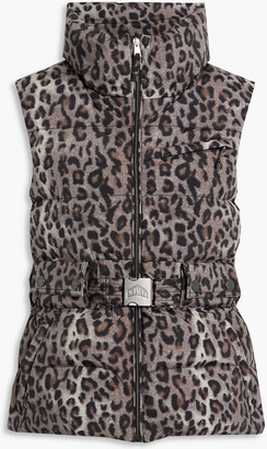 Jet Set Belted quilted leopard-print ski vest