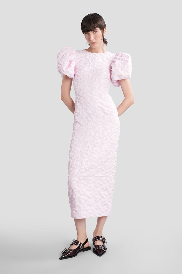 Rotate by Birger Christensen Long Dress In Rose-pink Polyester