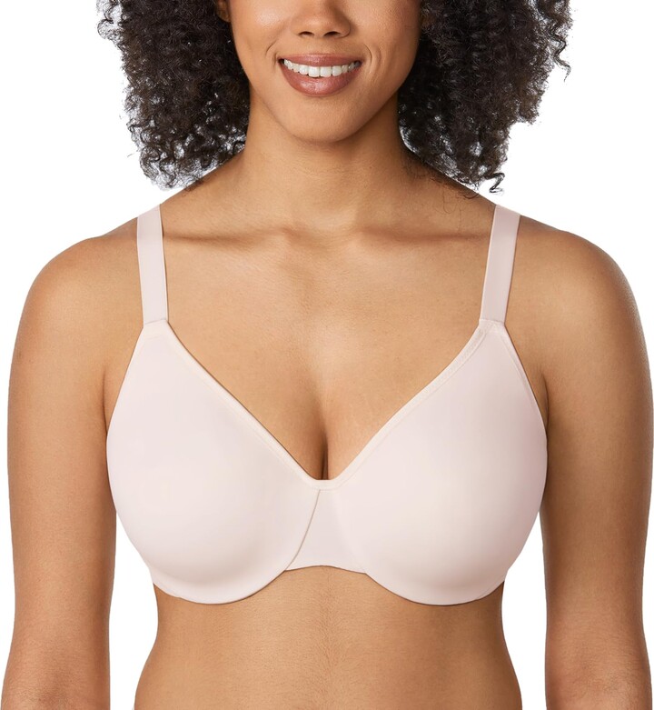 DELIMIRA Women's Minimizer Bras Unlined Full Coverage Plus Size Underwire  Support Bra Rose White 36D - ShopStyle