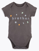 Thumbnail for your product : Marks and Spencer Cotton Brother Slogan Bodysuit (7lbs-12 Mths)