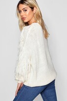 Thumbnail for your product : boohoo Petite Fringe Knit Sweater
