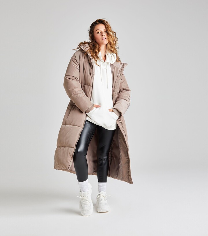 Urban Bliss Light Brown Long Oversized Puffer Jacket ShopStyle