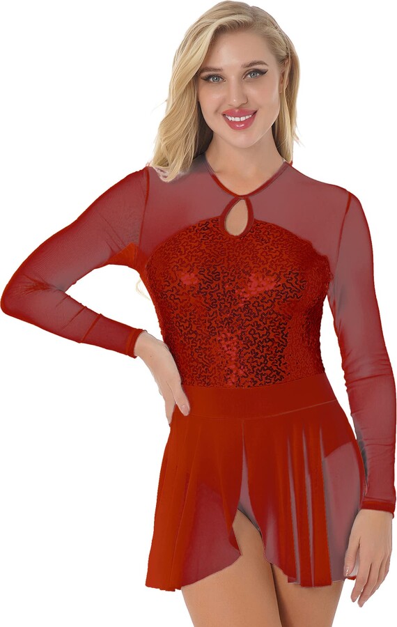 Freebily Women Adults Shiny Rhinestone Roller Figure Ice Skating Ballet