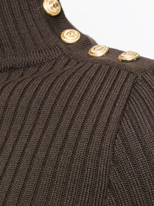 Balmain button-embellished ribbed jumper