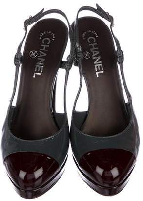 Chanel Patent Leather Slingback Pumps