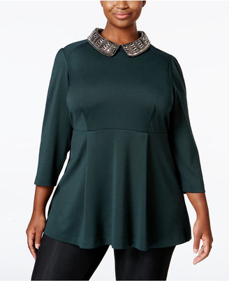 Melissa McCarthy Trendy Plus Size Embellished Swing Blouse