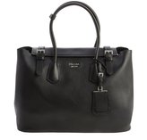 Thumbnail for your product : Prada black leather logo imprinted buckle detail tote