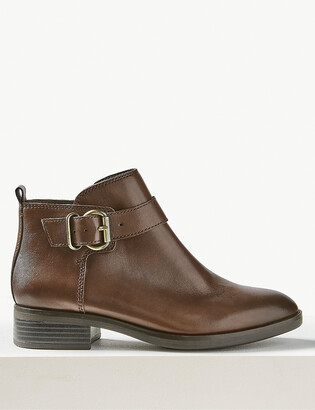 Marks and Spencer Leather Buckle Flat Ankle Boots