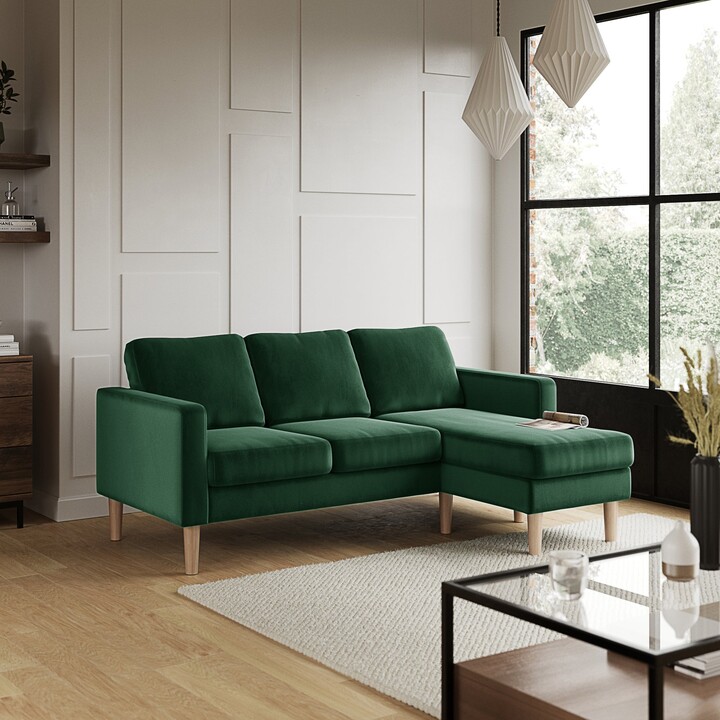 Dunelm Jacob Velvet Small Corner Chaise Sofa Bottle (Green) ShopStyle