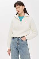 Thumbnail for your product : Topshop Womens Petite Heart Zip Funnel Sweatshirt - Cream