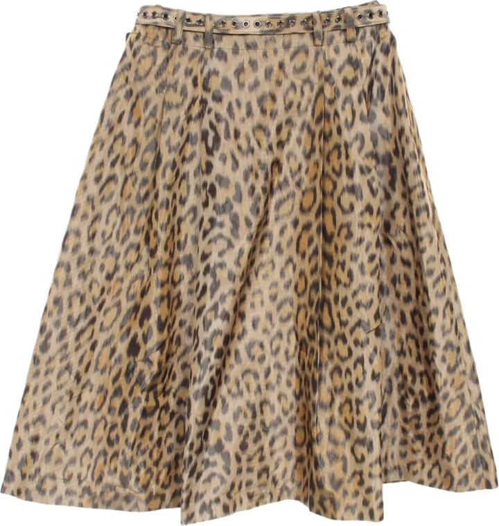 Christian Dior Pre-Owned 2010s Leopard-Print Silk Skirt