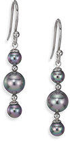 Thumbnail for your product : Majorica 5MM-8MM Grey Round Pearl & Sterling Silver Triple-Drop Earrings