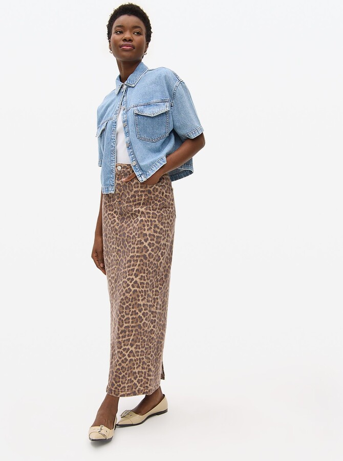 Leopard Print Denim Skirt ShopStyle UK