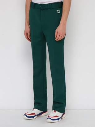 Prada Belted Stretch-twill Straight-leg Trousers - Mens - Green