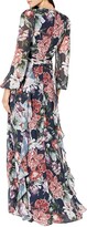 Thumbnail for your product : Xscape Evenings Long Floral Long Sleeve V-Neck (Navy/Rose) Women's Dress