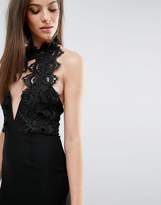 Thumbnail for your product : Rare London High Neck Plunge Lace Mini Dress