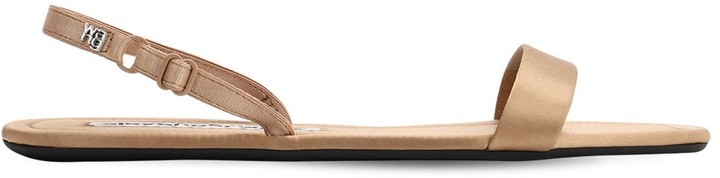 dalinda champagne satin rhinestone flat sandals