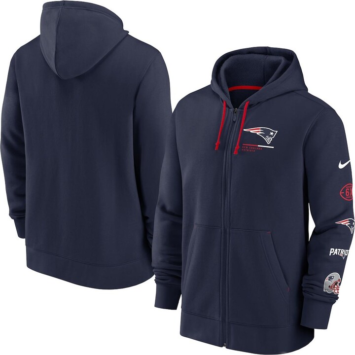 Men's Nike Navy, Red New England Patriots Surrey Full-Zip Hoodie - Navy, Red