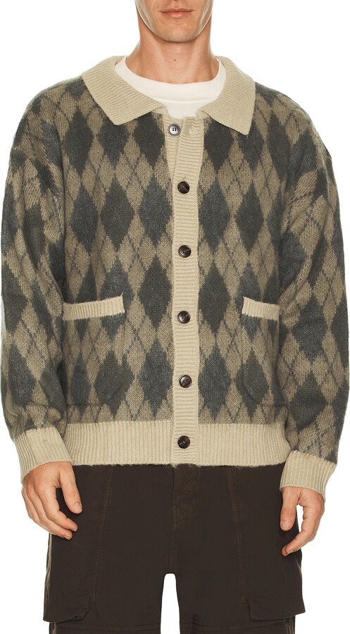 Found Wool Blend Argyle Sweater in Grey