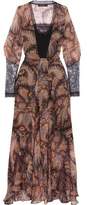 Etro Lace-Paneled Printed Silk-Georgette Gown