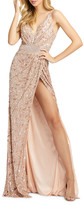 Thumbnail for your product : Mac Duggal Sequin V-Neck Sleeveless Gown with Thigh Slit