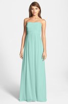 Thumbnail for your product : Donna Morgan 'Stephanie' Strapless Ruched Chiffon Gown (Regular & Plus Size)