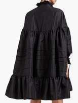 Thumbnail for your product : Cecilie Bahnsen - Macy Ruffled-neck Sateen Shirtdress - Womens - Black