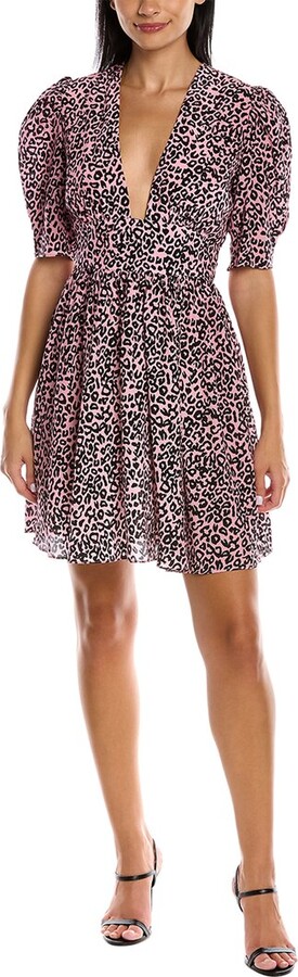 Les Rêveries Puff Sleeve Silk Mini Dress