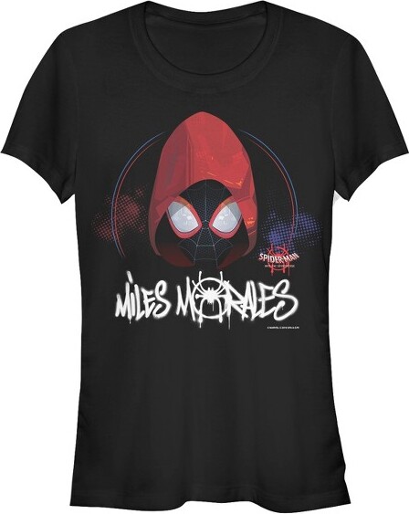 Spiderman JuniorsWomensMarvelSpider-Man:IntotheSpider-VerseHoodedMilesT-Shirt-Black-XLarge