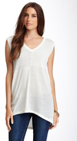 Thumbnail for your product : Qi V-Neck Pointelle Hi-Lo Sweater