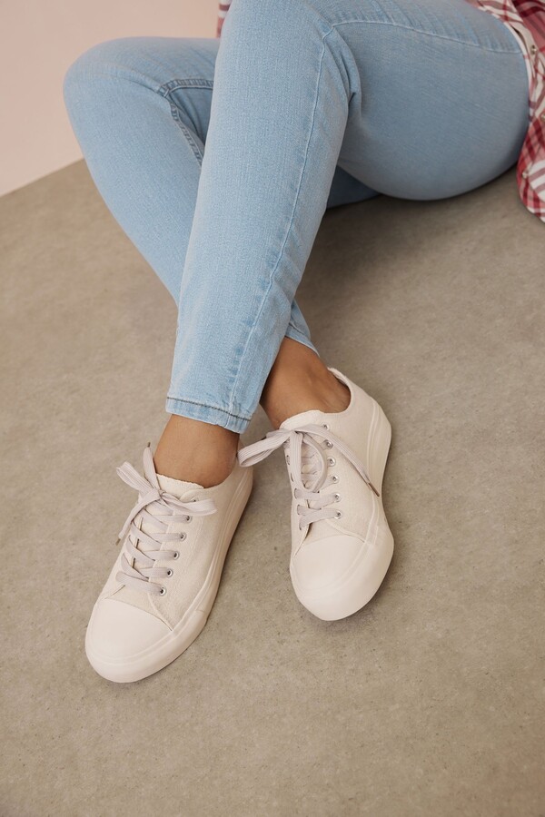 Canvas Womens Wide Fit White Trainers Uk Wide Fit Boohoo Canvas