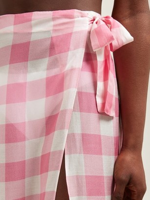 Adriana Degreas Gingham Wrap Maxi Skirt - Pink