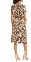 Thumbnail for your product : AVEC LES FILLES Leopard Mock Neck Short Sleeve Dress