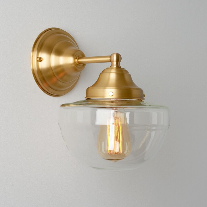 Etsy Clear Glass Wall Lighting - Acorn Schoolhouse Shade Sconce Vanity Fixture