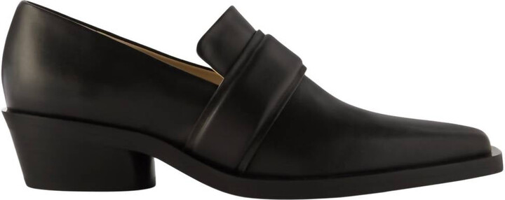 Proenza Schouler White Label Women's Bronco Leather Loafers With Heel Strap In Black