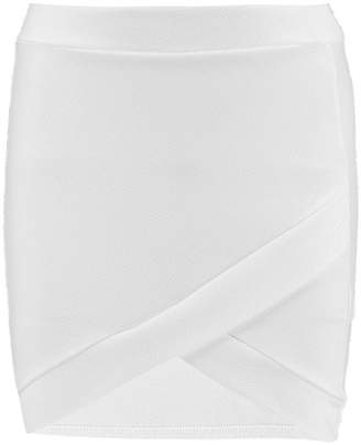 boohoo Aria Wrap Front Curved Hem Mini Skirt