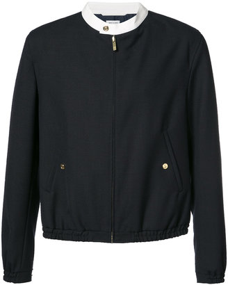 Thom Browne contrast collar jacket - men - Cupro/Wool - 0