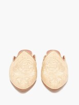 Thumbnail for your product : Le Monde Beryl Floral-embroidered Raffia Backless Loafers - Beige
