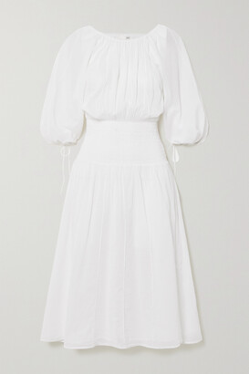 Skin Barrie Shirred Cotton-voile Midi Dress