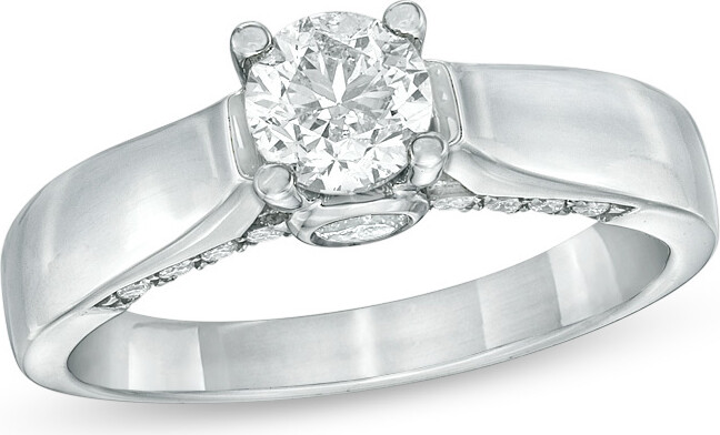 Zales Previously Owned - 1 CT. T.w. Diamond Engagement Ring in 14K White Gold (J/I2)