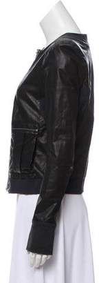 A.L.C. Leather Long Sleeve Jacket Black Leather Long Sleeve Jacket