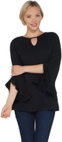 Thumbnail for your product : Isaac Mizrahi Live! Keyhole Neck Knit Top with Split Ruffle Sleeve