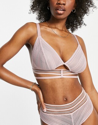 Figleaves Curve Amore fishnet and lace longline bralet with