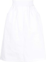 High Waist Cotton Midi Skirt 
